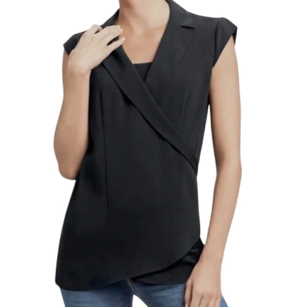 CAbi Origami Faux Crossover Wrap Tunic Top